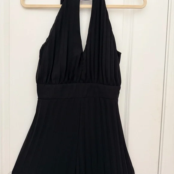 Black Halter Wide-Leg Jumpsuit - Picture 3 of 5